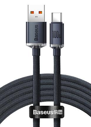 Кабель baseus crystal shine usb 2.0 to type-c 100w 2m чорний (cajy000501)