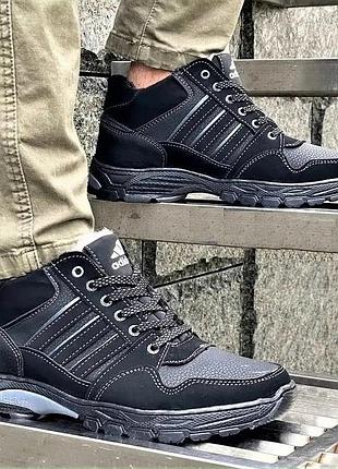 Зимові кросівки adidas чоловічі черевики з мехом чорні адідас (розміри: 40,41,42) відео огляд