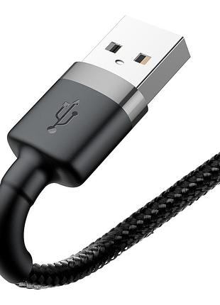 Кабель baseus cafule cable usb for lightning 2.4a 1m gray+black 3