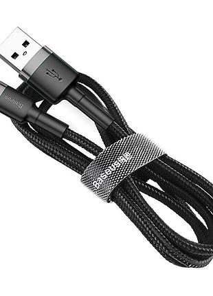 Кабель baseus cafule cable usb for lightning 2.4a 1m gray+black 4