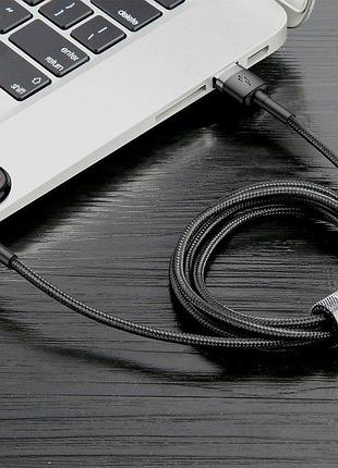 Кабель baseus cafule cable usb for lightning 2.4a 1m gray+black 7