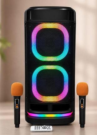 Колонка bts-2120 bluetooth / акустична система з двома бездротовими мікровонами / караоке-колонка