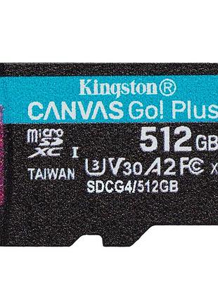 Карта пам'яті microsdxc (uhs-1 u3) kingston canvas go! plus 512gb class 10 a2 v30 (r200mb/s, w-160mb/s)