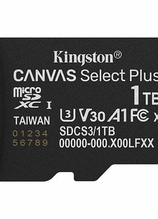 Карта пам'яті microsdxc (uhs-1 u3) kingston canvas select plus gen3 1tb class 10 а1 v30 (r-150mb/s)