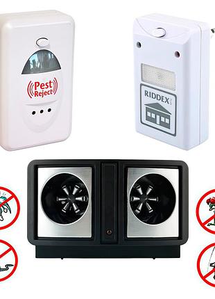Комплект ультразвуковых отпугивателей pest reject, riddex, dual sonic pest repeller, отпугиватель грызунов