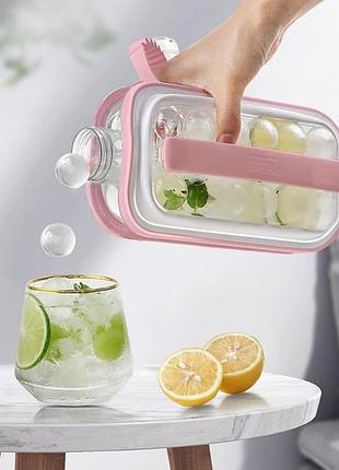 Силиконовая форма для льда на 17 шариков ice cube tray переносная бутылка для льда розовая