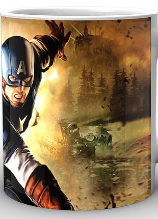 Кружка geekland белая captain america капитан америка щит ca.02.059