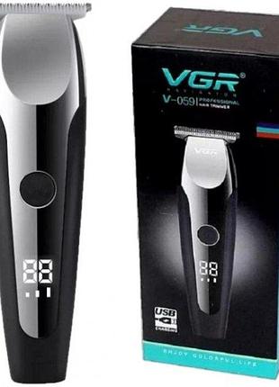 Машинка для стрижки волос vgr v-059, профессиональная беспроводная машинка с led-дисплеем, триммер, 6 насадок 3