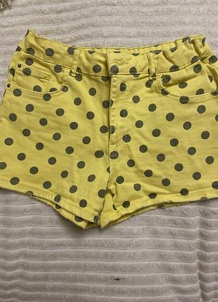 Шорти котонові жовті в горошок для дівчинки.zara.на  11/12 років. зріст 152/158 см.
