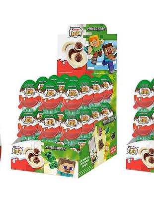 Комплект шоколадних яєць kinder joy майнкрафт minecraft 72 шт. по 20 г