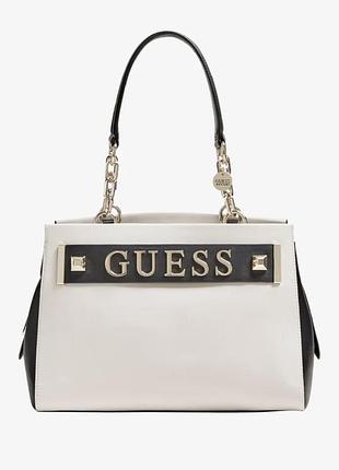 Жіноча сумка guess з лінійки kerrigan в молочно чорному кольорі