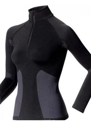 Термофутболка жіноча odlo shirt ls zip evolution warm black розмір s
