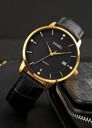 Skmei 1801lgdbk gold-black leather 3