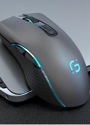 Миша бездротова, безшумна ігрова phylina x9 з акумулятором і підсвіткою gray