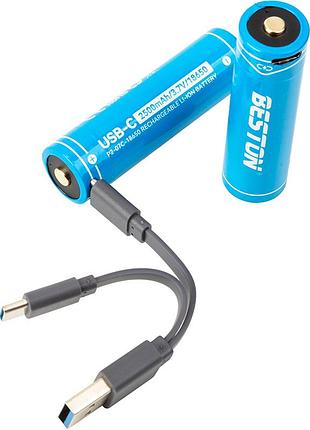 Аккумулятор beston usb type-c 18650, 3.7v 2500mah, li-ion, 2 шт