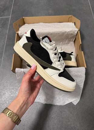 Кросівки nike air jordan 1 low x travis scott olive 🤍