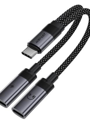 Аудиокабель acefast j14 usb-c 2-in-1 charging audio adapter black