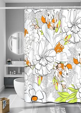 Шторка для ванни та душу з поліестеру водонепроникна bathlux 180x180 см з кільцями для ванної кімнати