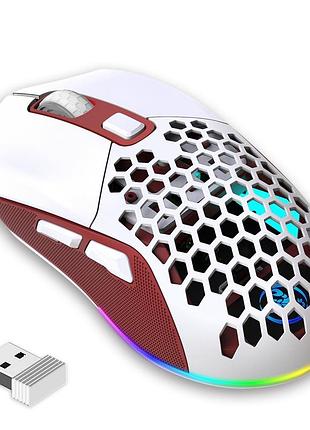 Hxsj миша бездротова hxsj т28 з акумулятором і rgb-підсвіткою 2,4g + bluetooth red