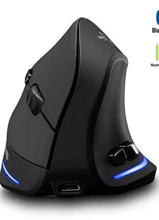 Вертикальная мышь беспроводная zelotes f-35 с аккумулятором и rgb подсветкой 2,4g+bluetooth black