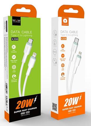 Кабель wuw-x206 type-c to lightning pd20w 1m white 2