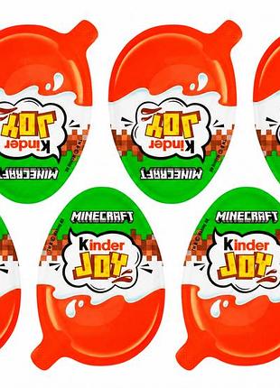 Комплект шоколадних яєць kinder joy майнкрафт minecraft 6 шт. по 20 г