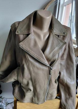 Кожаная женская  куртка косуха massimo dutti натуральная кожа р.46-48