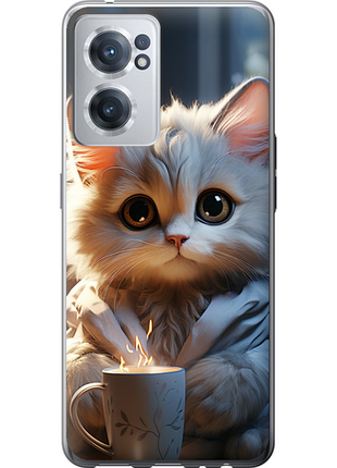 Чехол на oneplus nord ce 2 белый кот "5646u-2589-851"