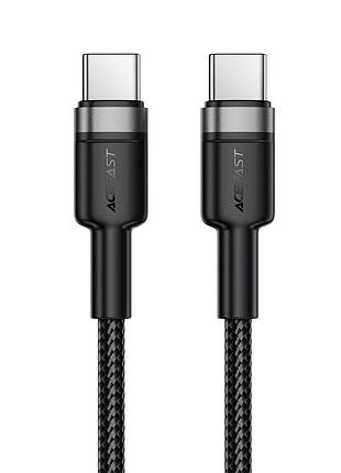 Кабель acefast c22-03, type-c to type-c, 60w, 3a, 1.2m, nylon braid, aluminum alloy + tpe connectors, black