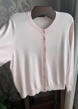 Жіночий трикотажний кардиган пастельного рожевого кольору m&s collection