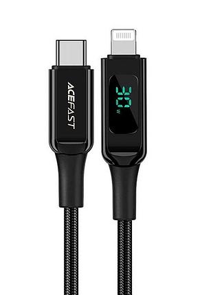 Кабель acefast c6-01 type-c to ip, 3a, 30w, 1.2m, nylon, zinc connectors, black