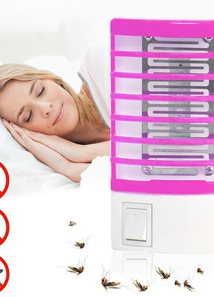 Лампа от комаров "mosquito small night lamp" розовая, электро ловушка для насекомых 220в (знищувач комах)