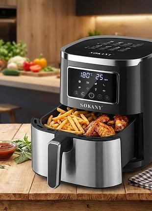 Аэрофритюрница sokany sk 10052 1700w аэрогриль безмасляная мультипечь для приготовления без масла 7 л с сенсорным управлением