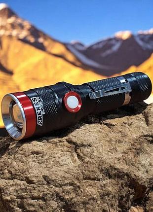 Ліхтар ручний акумуляторний arexes bl-736-t6 1 режим з кліпсою та зумом 18650 ліхтарик