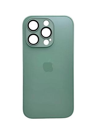 Чохол для смартфона ag glass matt frame color logo for apple iphone 15 pro light green