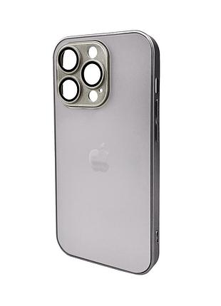 Чохол для смартфона ag glass matt frame color logo for apple iphone 14 pro titanium grey