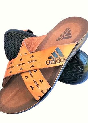 Чоловічі шльопанці тапочки adidas сланці руді адідас ( розміри: 40,41,42,43,44)