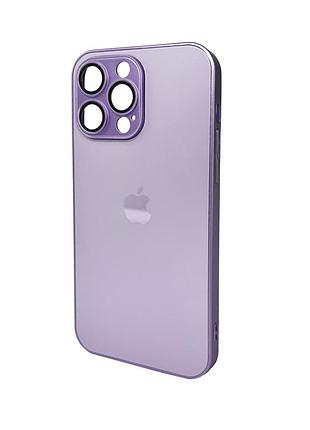 Чохол для смартфона ag glass matt frame color logo for apple iphone 15 pro max light purple
