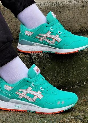 Кроссовки asics gel lyte iii бирюзовые женские асикс голубые (размеры: 36)