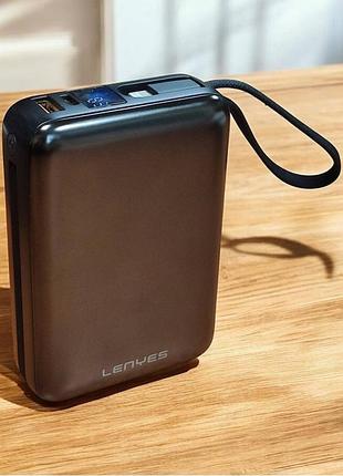 Внешний аккумулятор power bank lenyes px270d 20000 mah, pd22,5w + быстрая зарядка батарея зарядка черный