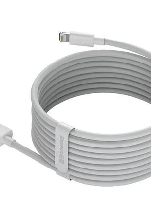 Кабель baseus simple wisdom data cable kit usb to ip 2.4a (2pcs/set）1.5m white 3