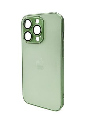Чохол для смартфона ag glass matt frame color logo for apple iphone 14 pro light green