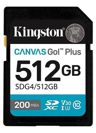 Карта пам'яті sdxc (uhs-1 u3) kingston canvas go! plus 512gb class 10 a2 v30 (r200mb/s, w160mb/s)