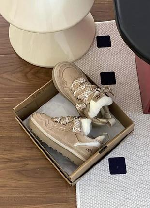 Бежеві жіночі кросівки ugg lowmel зимові кросівки угг лоумел