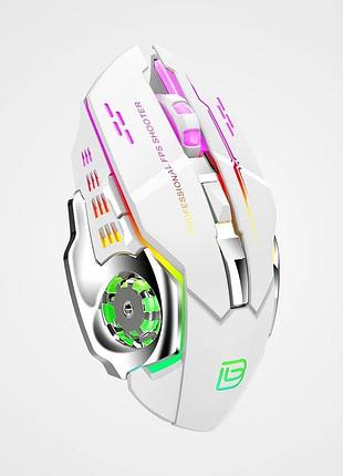 T-wolf мышь беспроводная, бесшумная с подсветкой bajeal m500 2,4g+bluetooth white