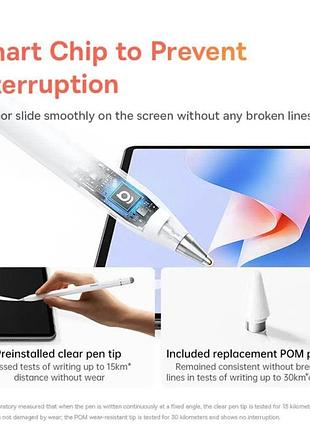 Стилус baseus wise writing hn1 universal version wired charging 2-in-1 stylus for huawei/xiaomi moon white (with type-c cable*1 5