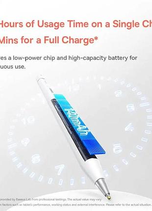 Стилус baseus wise writing hn1 universal version wired charging 2-in-1 stylus for huawei/xiaomi moon white (with type-c cable*1 7