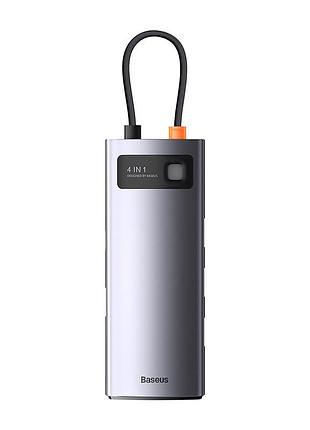 Usb-хаб baseus metal gleam series 4-in-1 multifunctional type-c hub docking station gray（type-c to usb3.0*4）