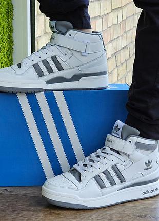 Высокие белые кроссовки adidas forum кожаные мужские ботинки адидас форум (размеры: 44,45)