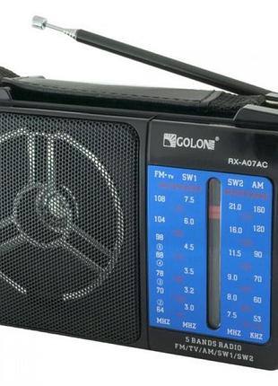 Портативний радіоприймач golon rx-a07 ac від мережі 220в чорний із синім